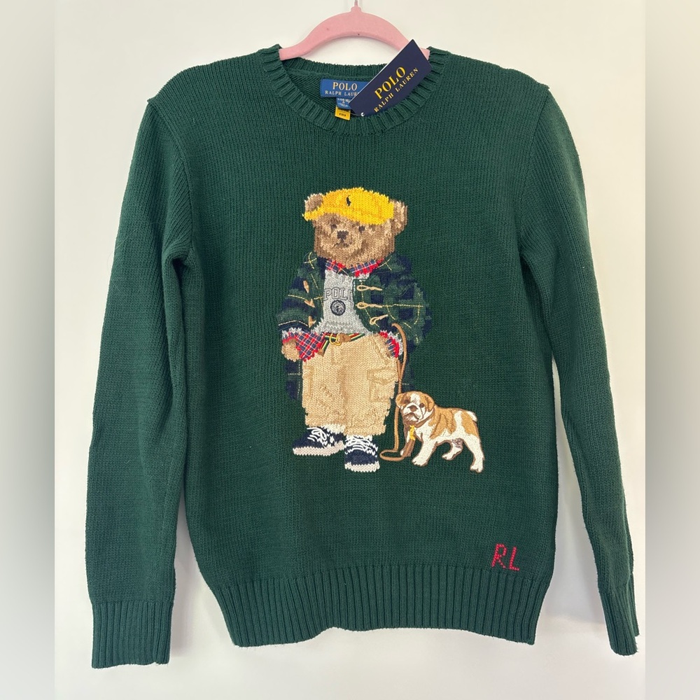 Ralph Lauren Polo Bear Sweater Bulldog Green